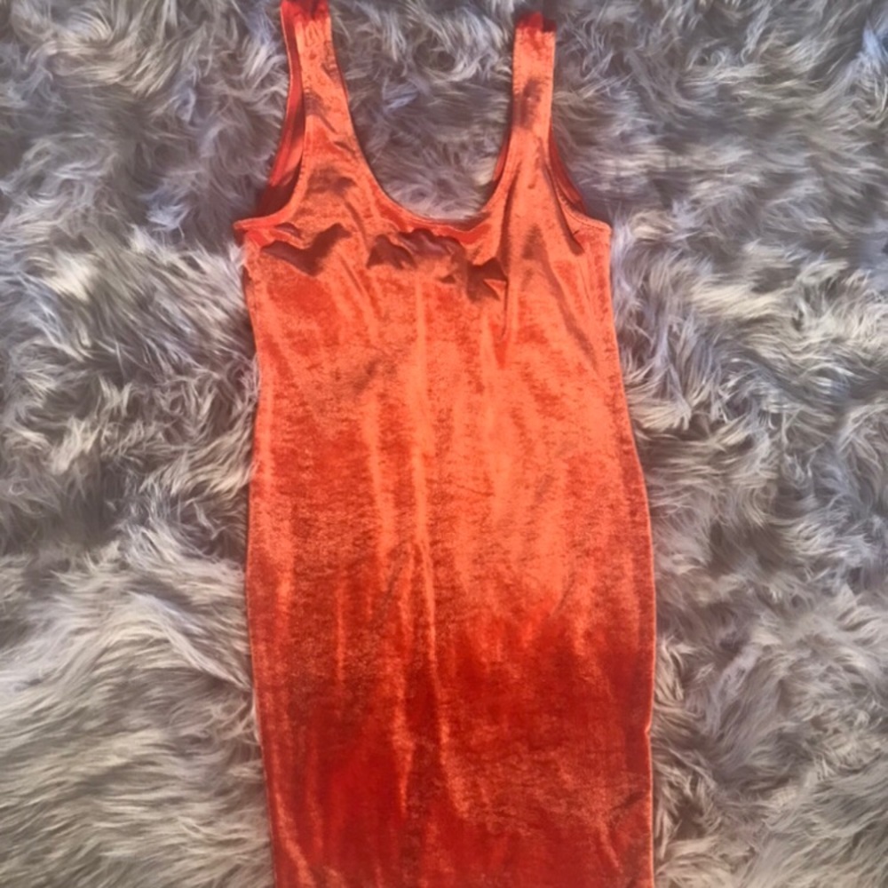 Asos orange velvet dress